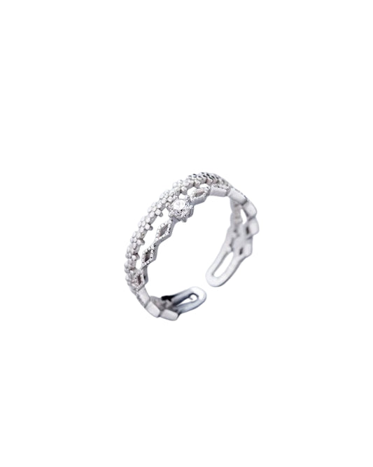 Anillo doble ajustable color plateado