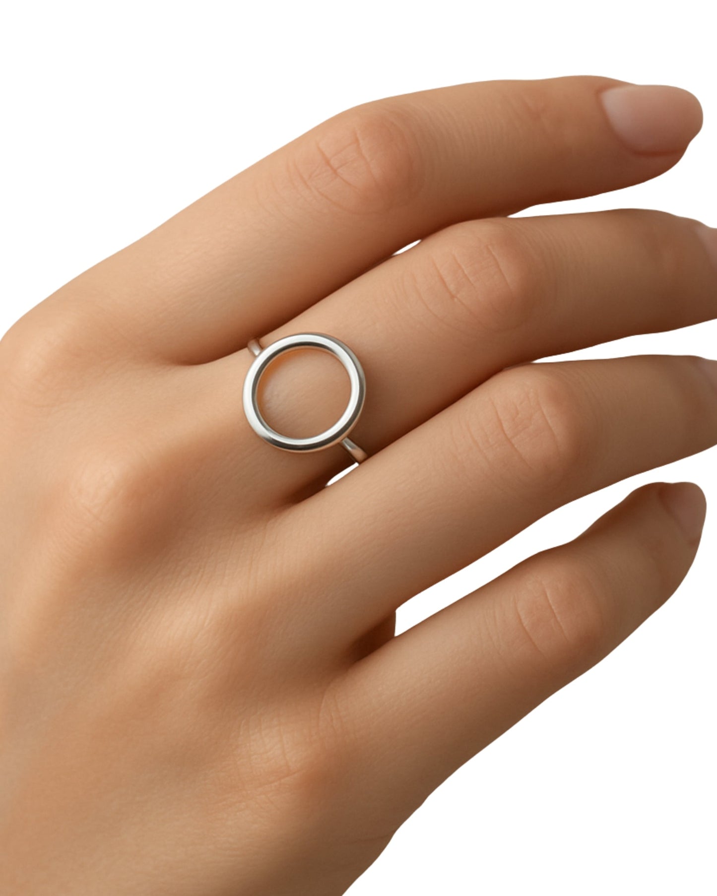 Anillo ajustable con circulo color plateado