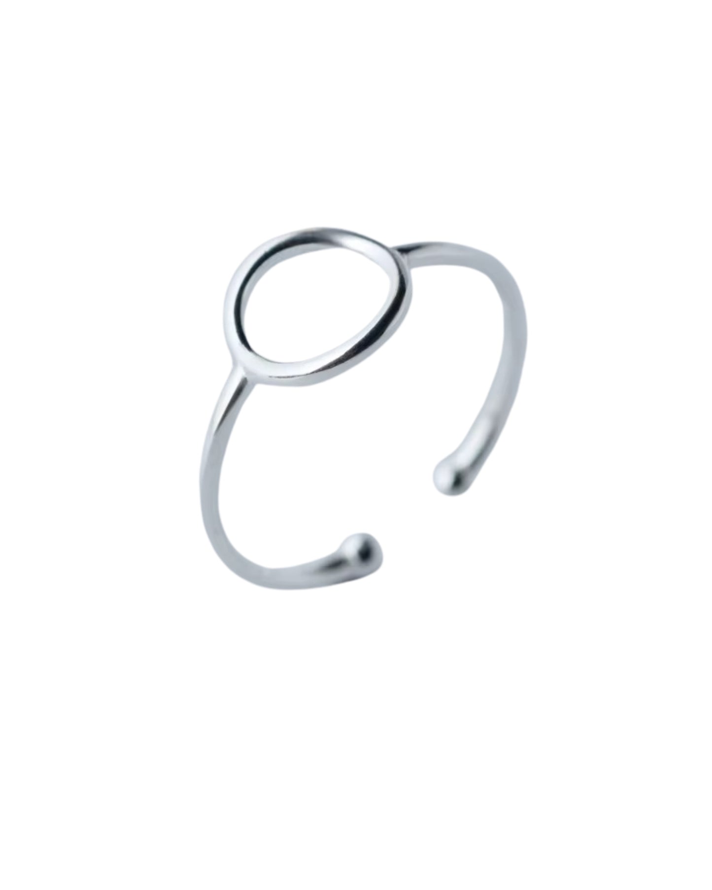 Anillo ajustable con circulo color plateado