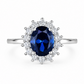 Anillo Estilo Halo con Zafiro Oval