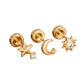 Studs dorados con forma de estrellas y luna