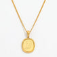 Collar dorado con cadena tipo coin y dije ovalado con grabado de figura femenina en trazo minimalista. Una pieza de acero inoxidable que eleva tu estilo con un toque moderno, artístico y sofisticado.
Material: Acero inoxidable