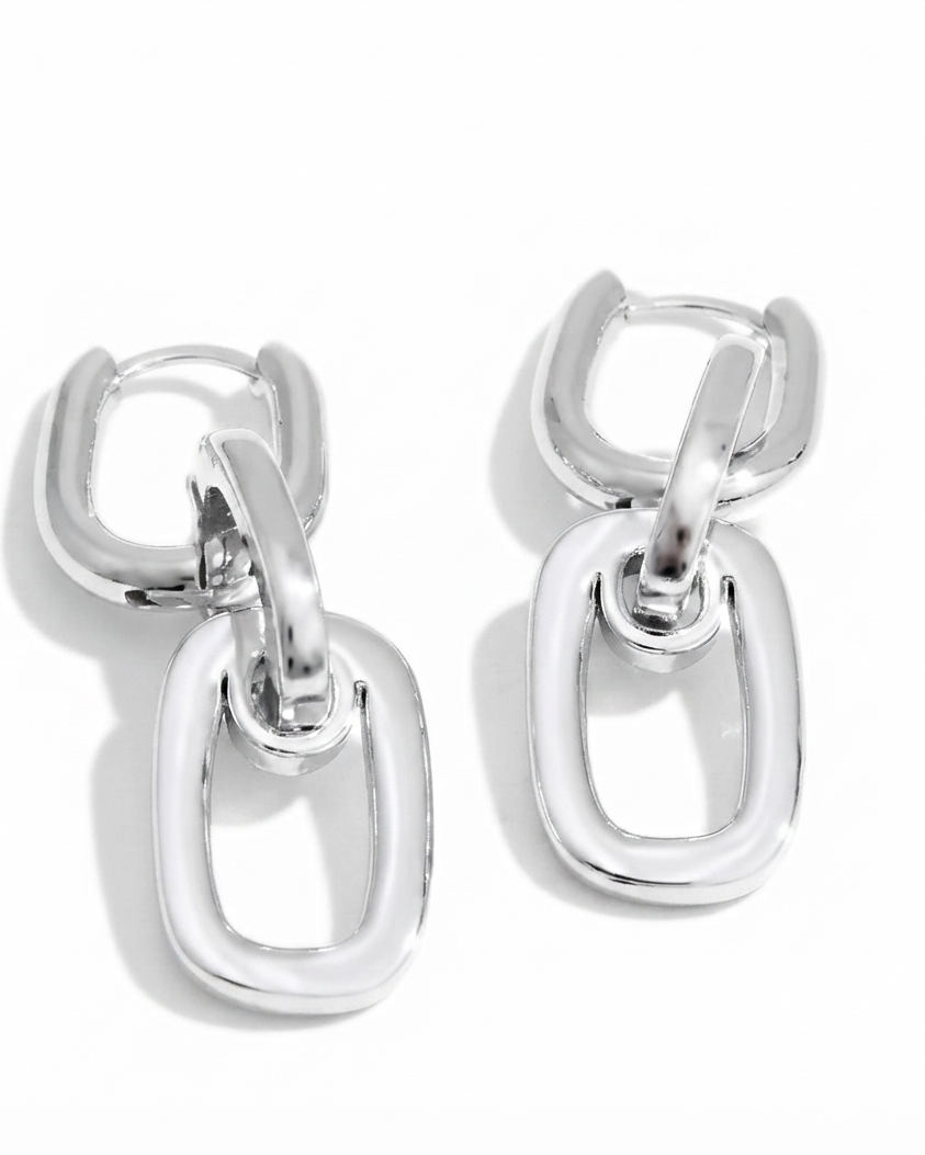 Aretes Colgantes de Eslabones Rectangulares