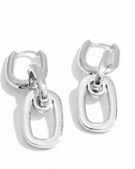 Aretes Colgantes de Eslabones Rectangulares