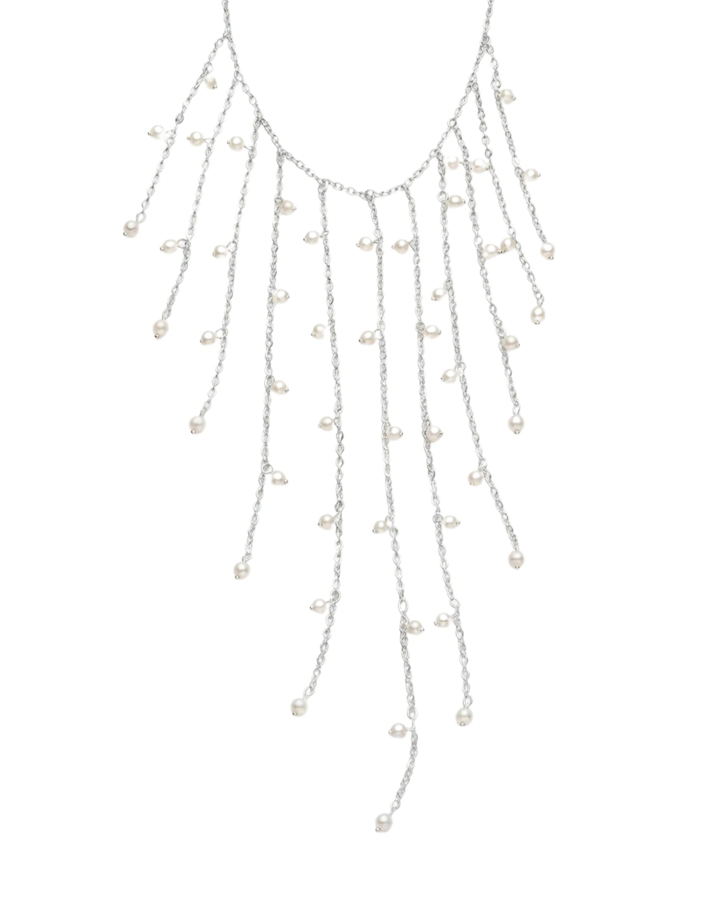 Collar Babero de Cadenas Colgantes con Detalles de Circonias