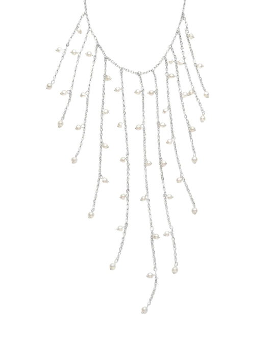Collar Babero de Cadenas Colgantes con Detalles de Circonias