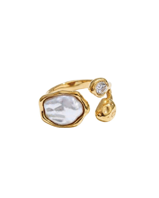 Anillo Perla Barroca Asimétrica