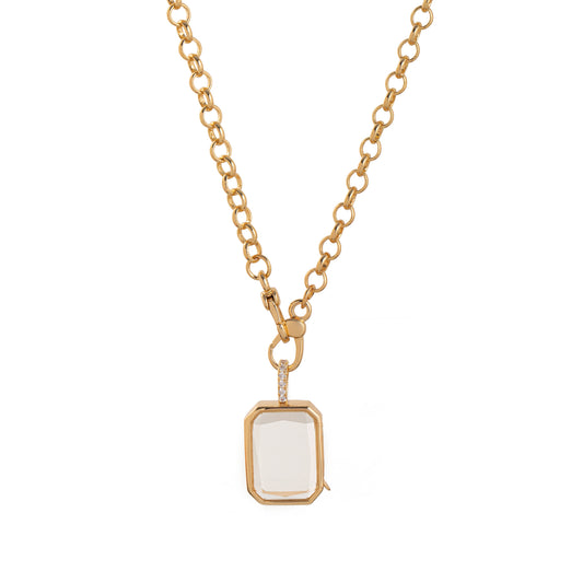 Collar cuadrado de cristal tipo cofre para meter dijes minis