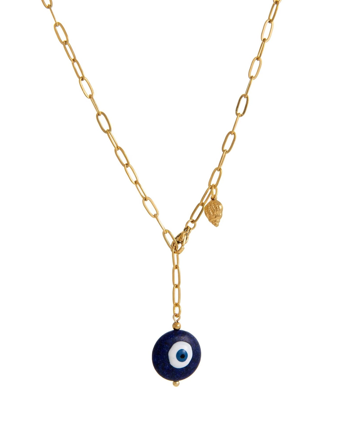 Collar de eslabones, con diseño de ojo turco, color dorado