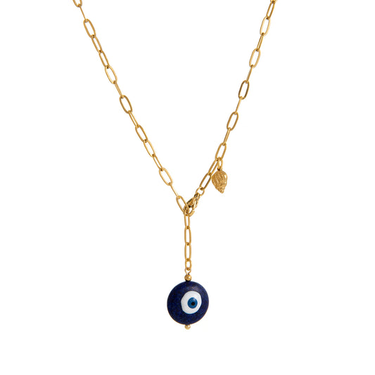 Collar de ojo turco azul, acero inoxidable.