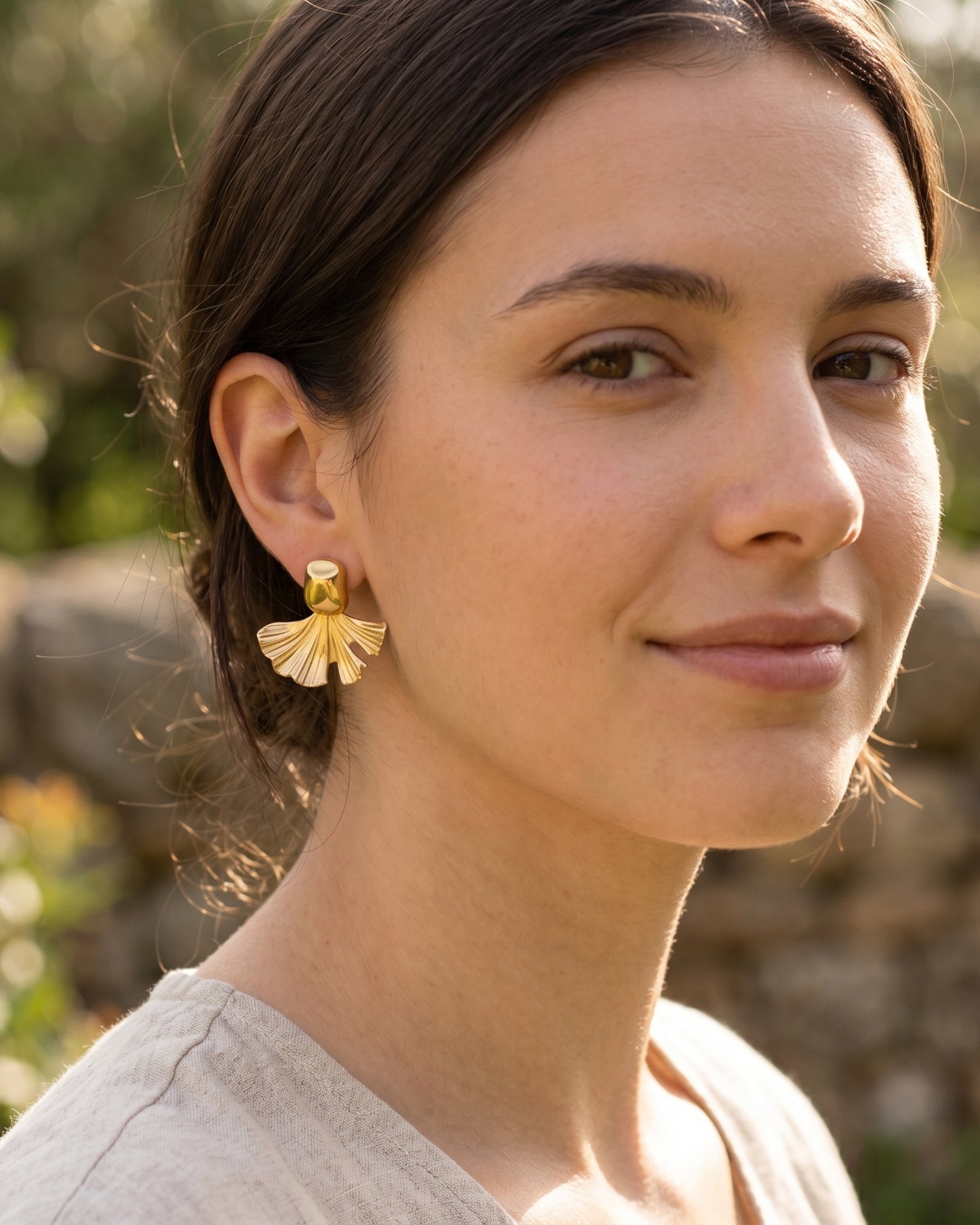 Aretes Ginkgo Gold Leaf