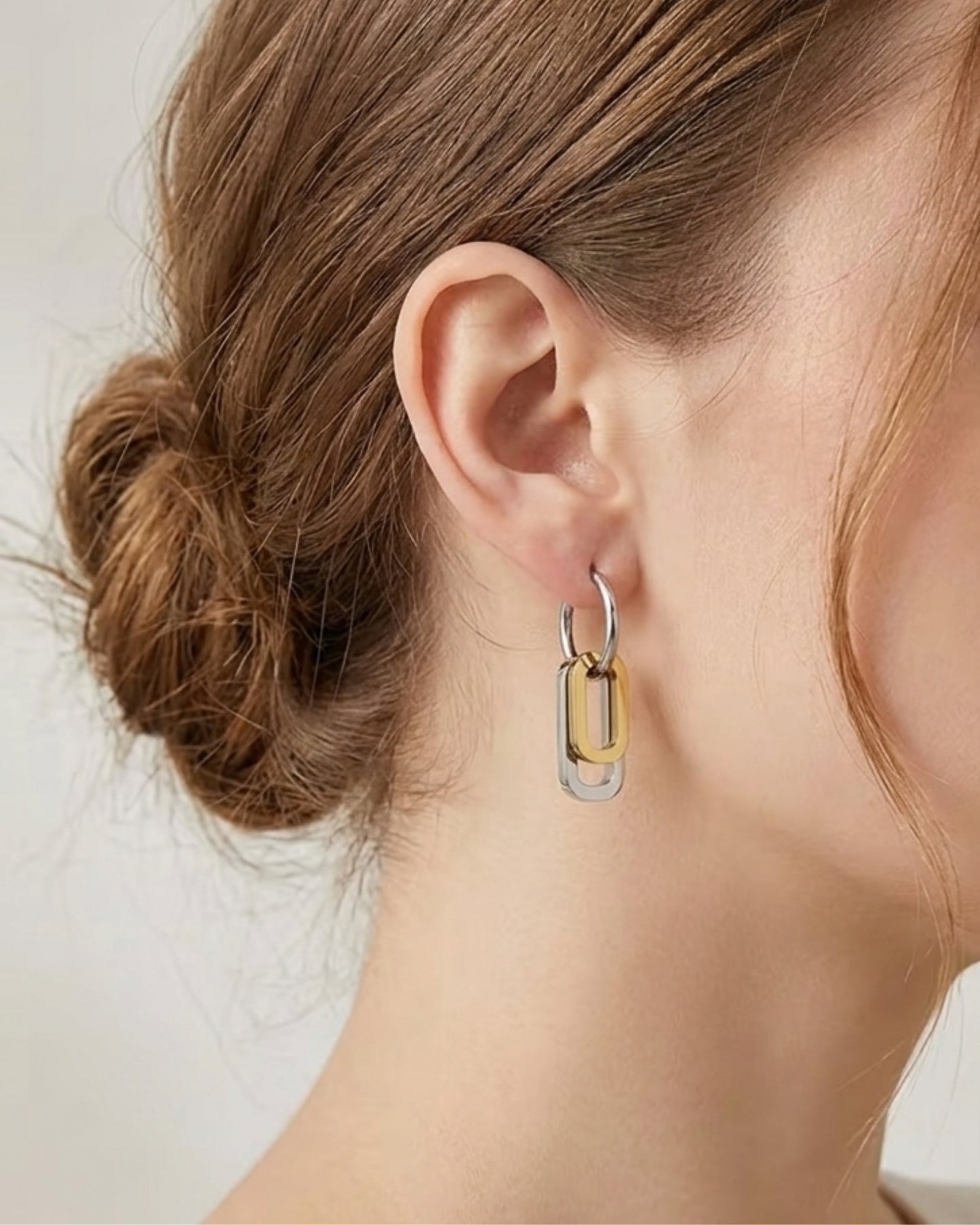 Aretes de Eslabones Bicolor