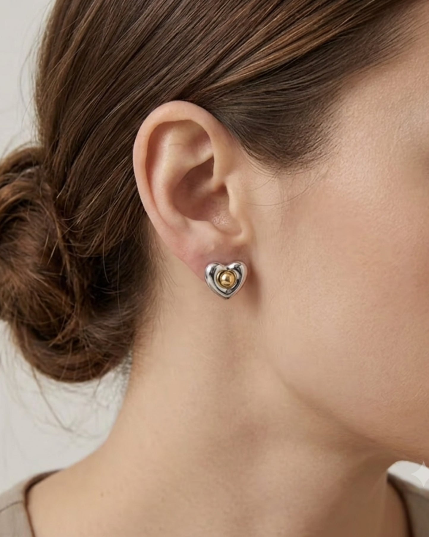 Aretes de Corazón Bicolor