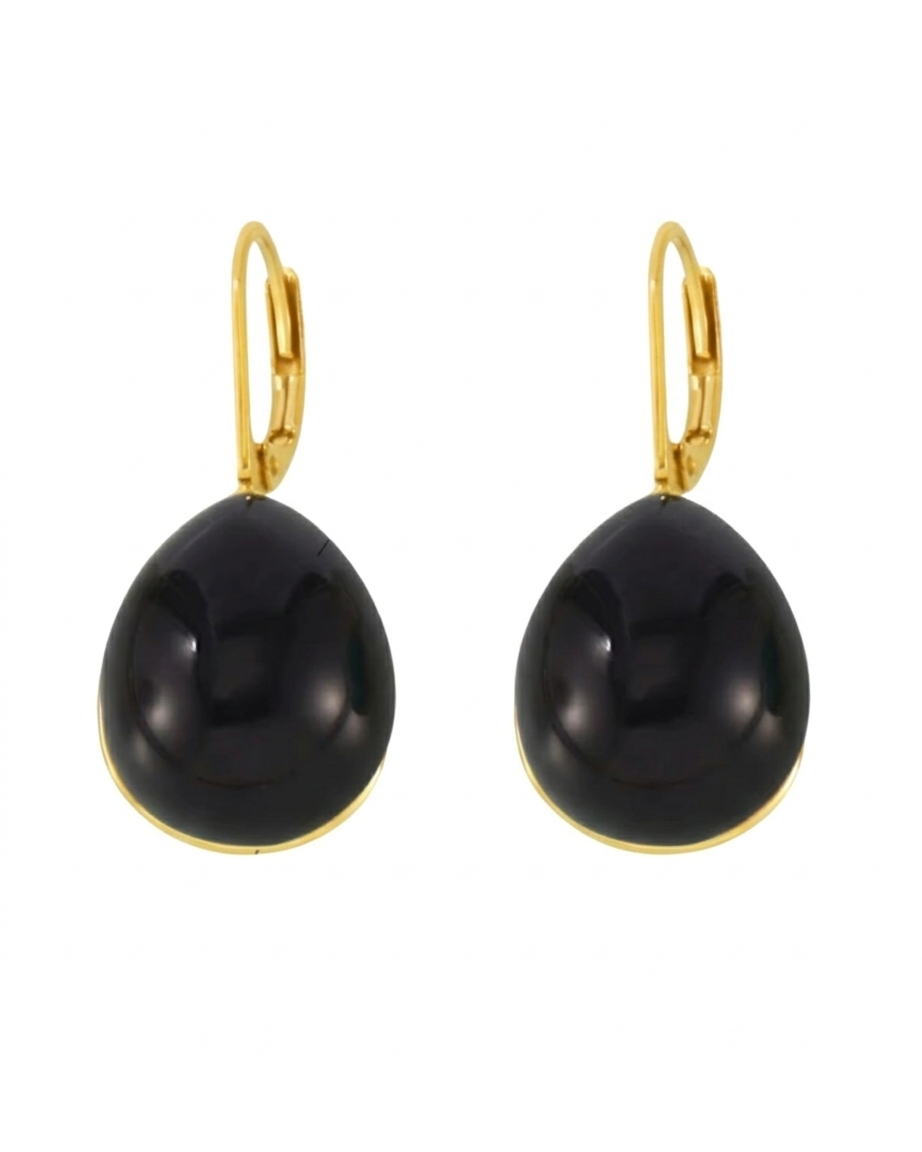 Arete bohemio en color dorado con negro, de tipo drop earrings.