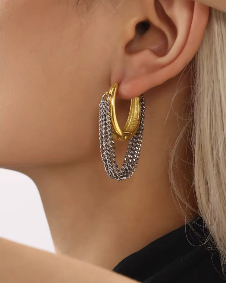 Aretes Mixed Metal Chain