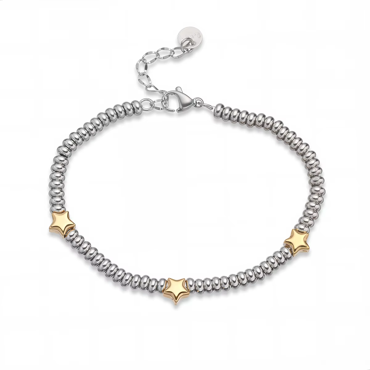 Pulsera con diseño de estrellas, bicolor dorado y plateado