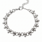 Pulsera de eslabones circulares con dijes de gota en plateado