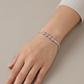 Pulsera Tennis Plateada con Flores de Cristal Rosa