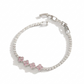 Pulsera Tennis Plateada con Flores de Cristal Rosa