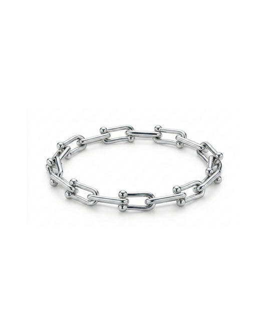 Pulsera de Eslabones U-Link en Tono Plateado