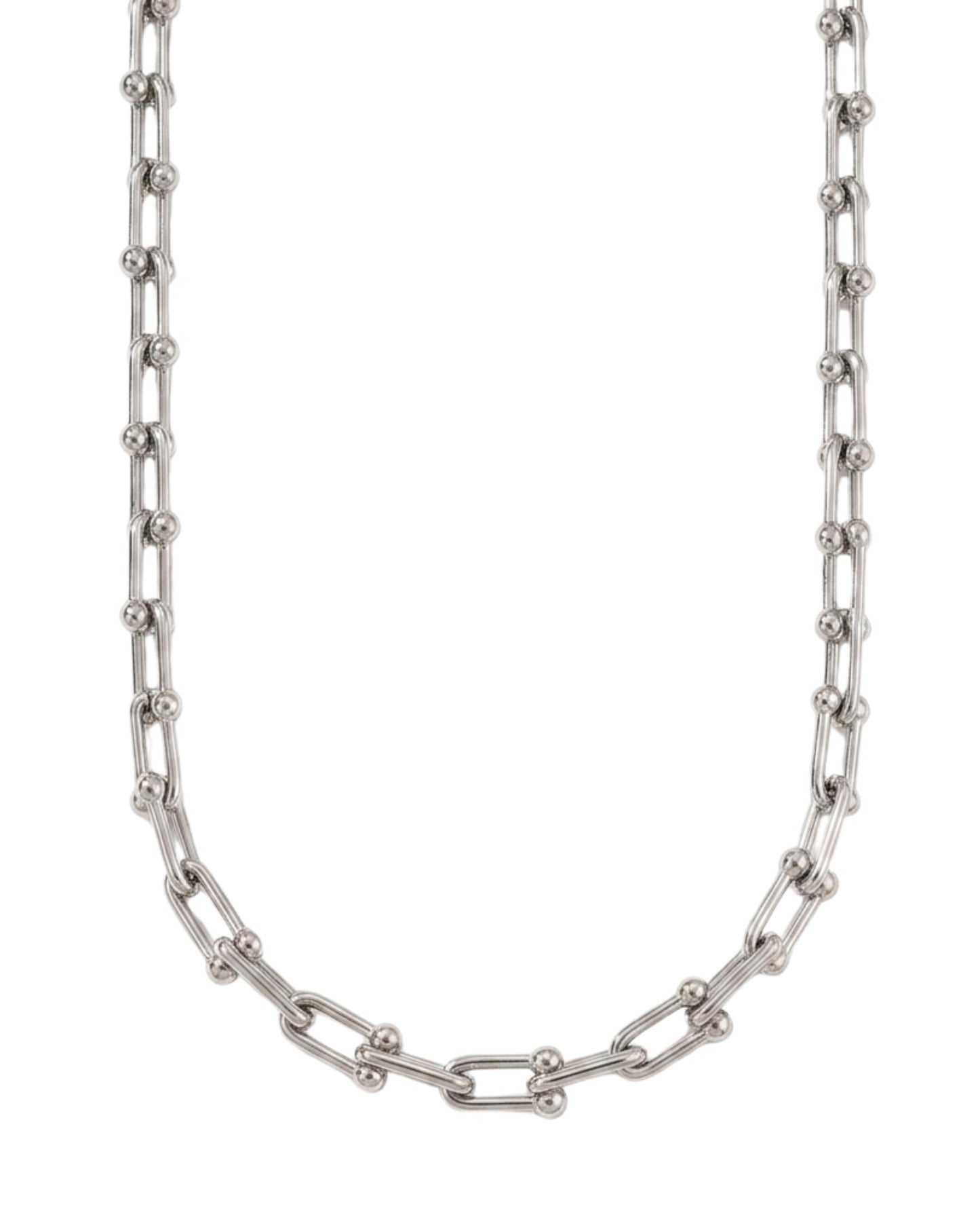 Collar Plateado de Eslabones en U de Inspiración Industrial