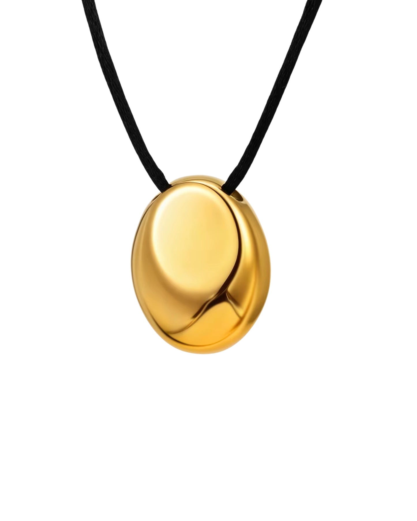 Collar con cordon negro y ovalo dorado