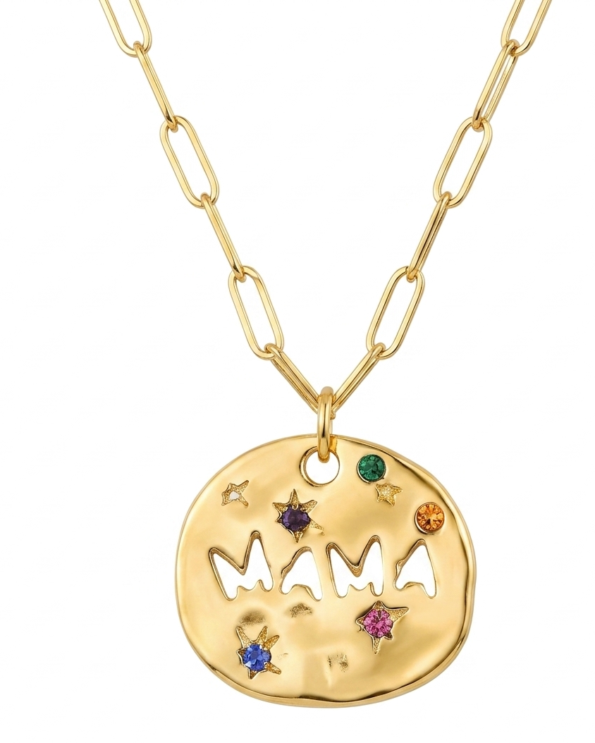 Collar de Eslabones con Medallón Mamá