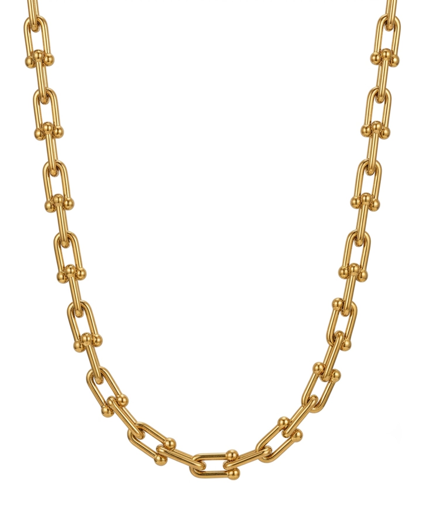Collar Dorado de Eslabones en U de Inspiración Industrial