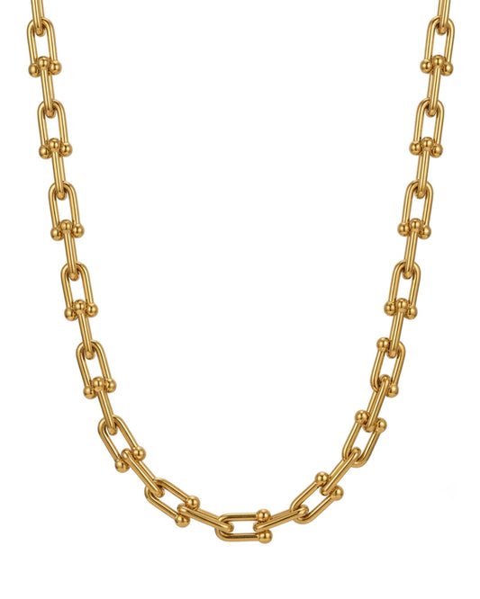 Collar Dorado de Eslabones en U de Inspiración Industrial