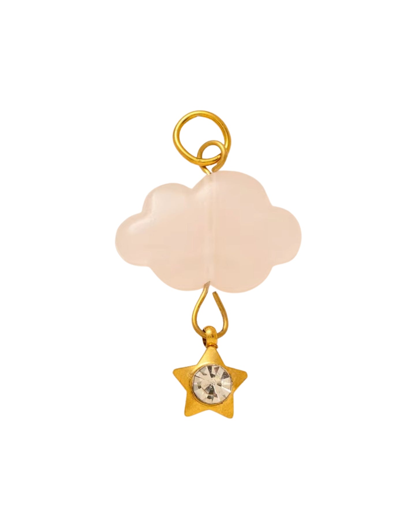 Dije con estrella y nube, color rosa y dorado