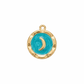 Dije de medalla dorada lunar con tonos turquesa