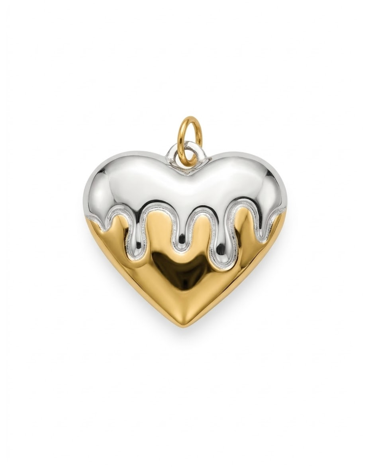 Dije corazón "Melting Love" en acabado bicolor