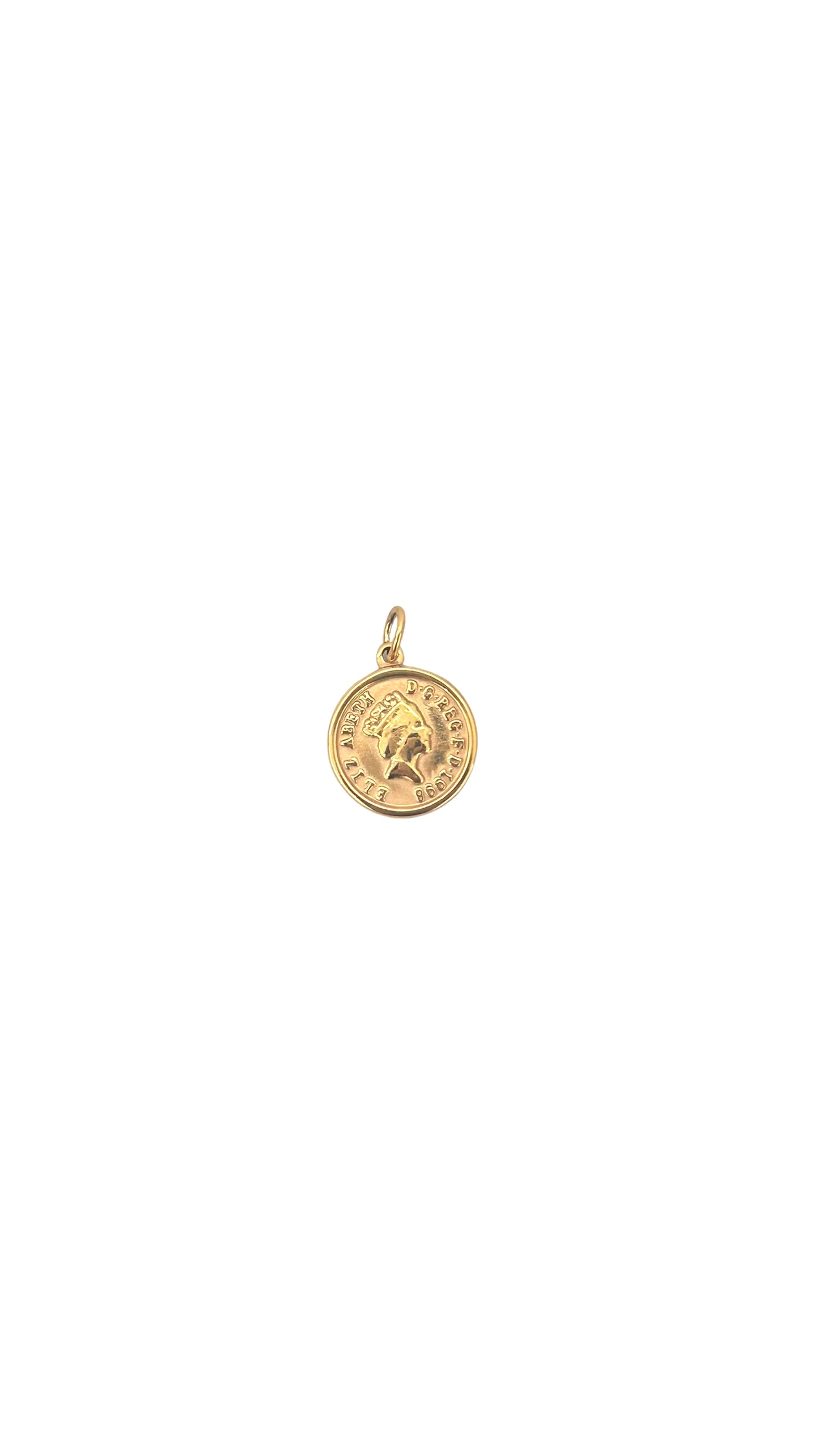 Dije tipo moneda dorada Elizabeth II