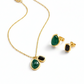 Juego de collar y aretes con piedras en color verde