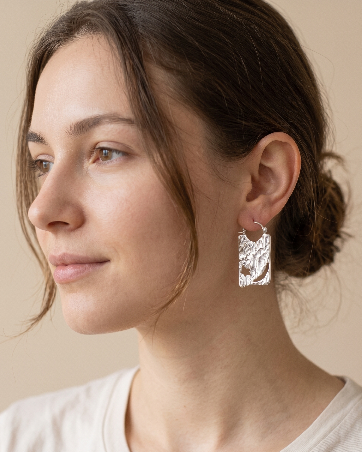 Aretes Plateados con Textura