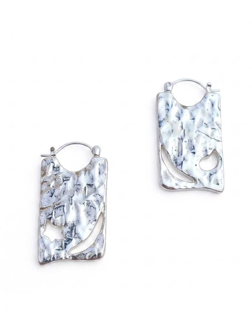 Aretes Plateados con Textura
