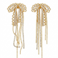 Aretes Colgantes de Moño con Flecos de Cristal