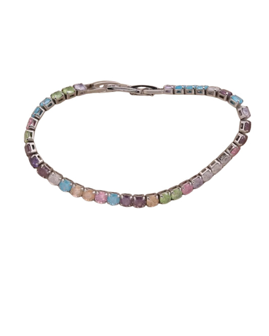 Pulsera tipo tennis, colores, color plateado
