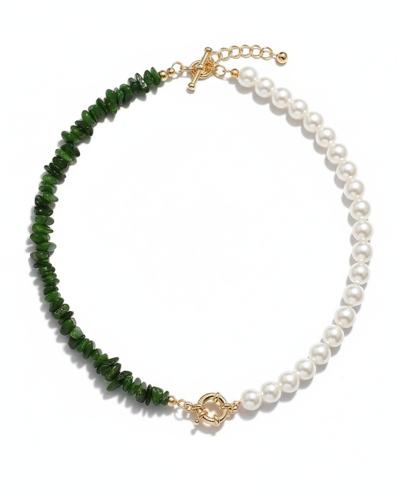 Collar bicolor color blanco y verde