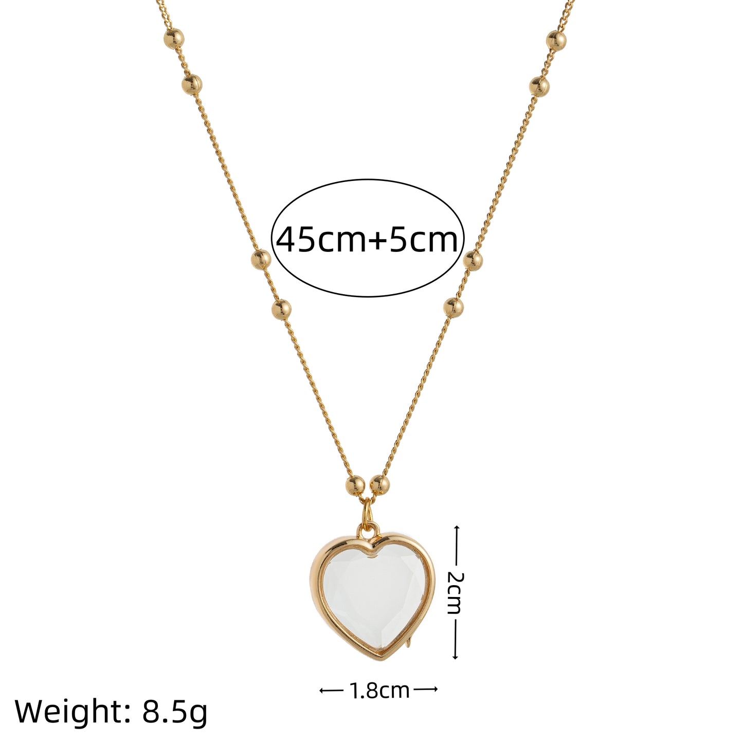 Collar de corazón, chapa de oro.