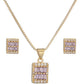 Juego de Collar y Aretes Cuadrante Malva