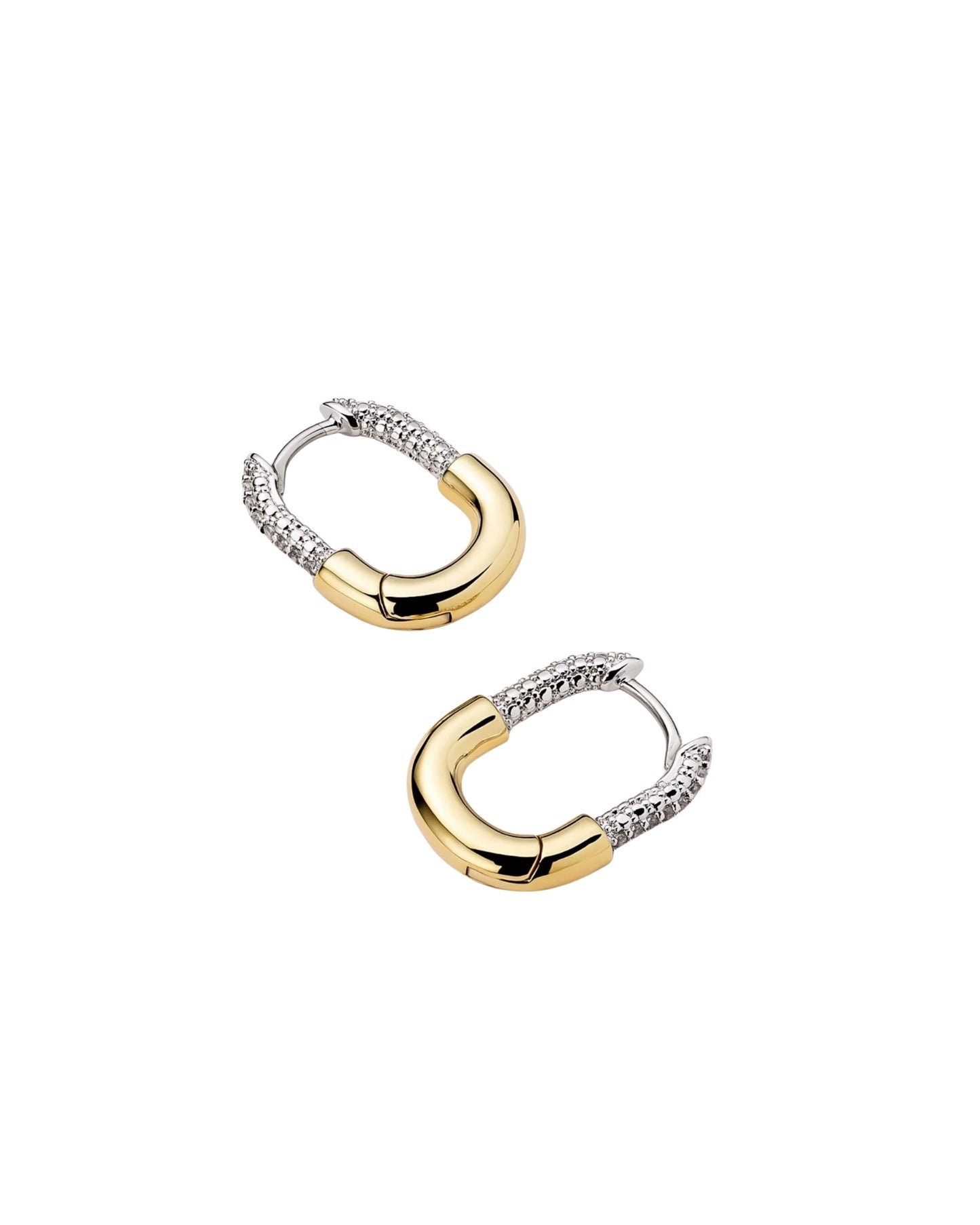 Aretes de Argollas Bicolores con Circonias