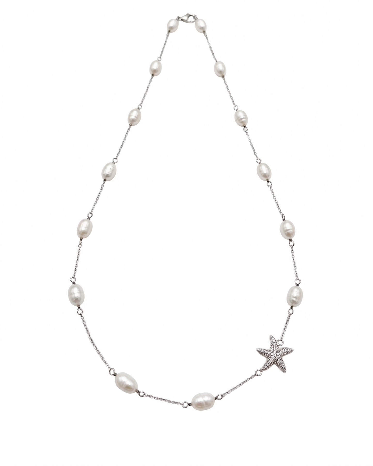 Collar de estaciones con perlas barrocas y estrella de mar
