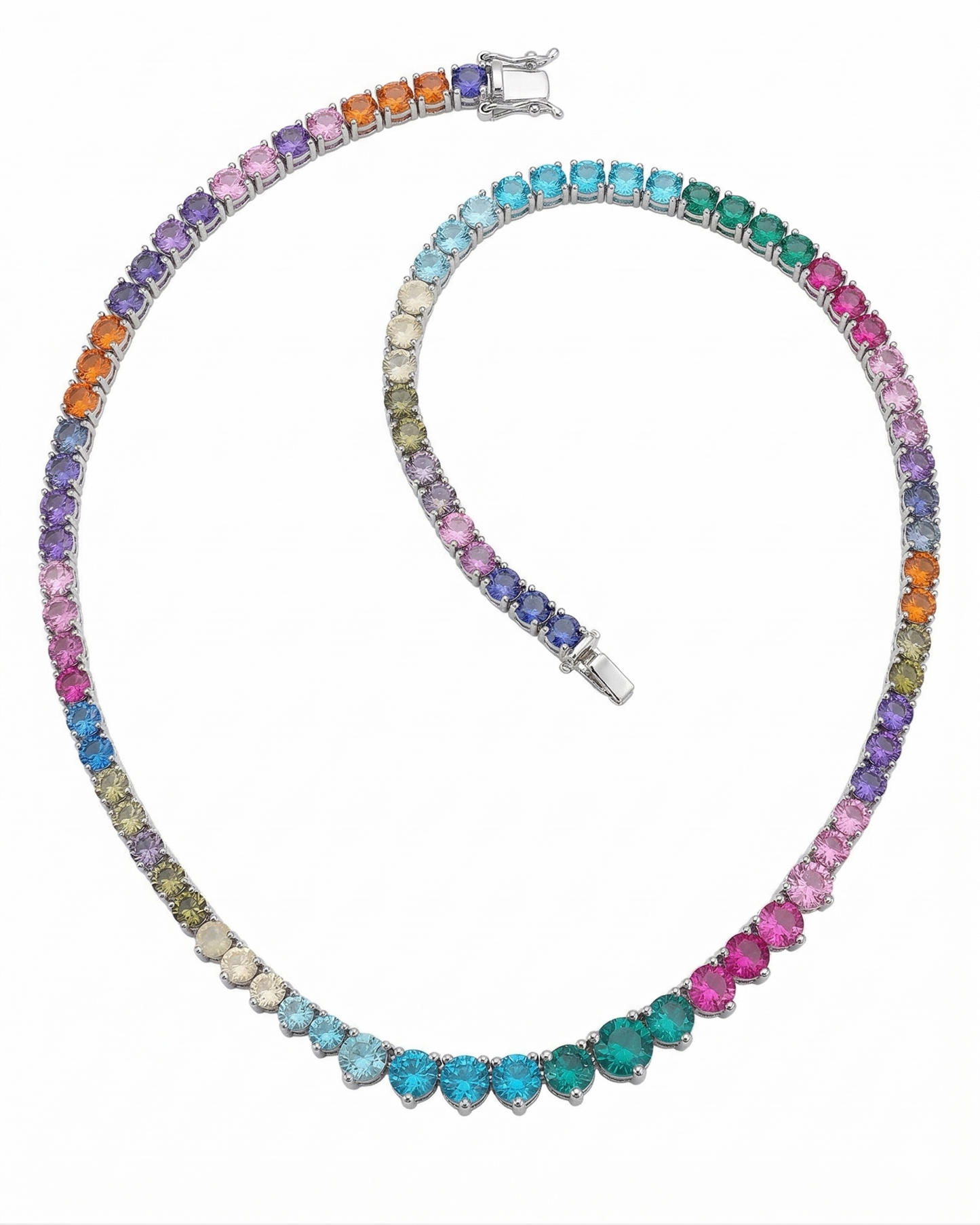 Collar de riviere con cristales multicolor