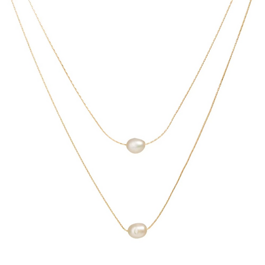 Collar elegante con perlas, de tipo ajustable.