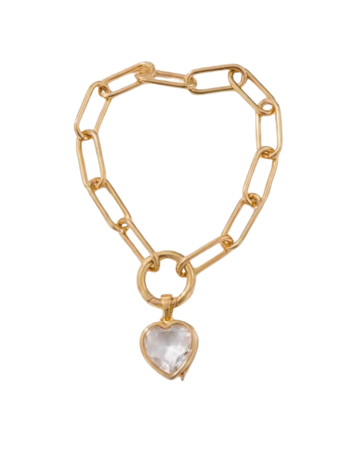Pulsera de Eslabones con Cristal Cofre de Corazón