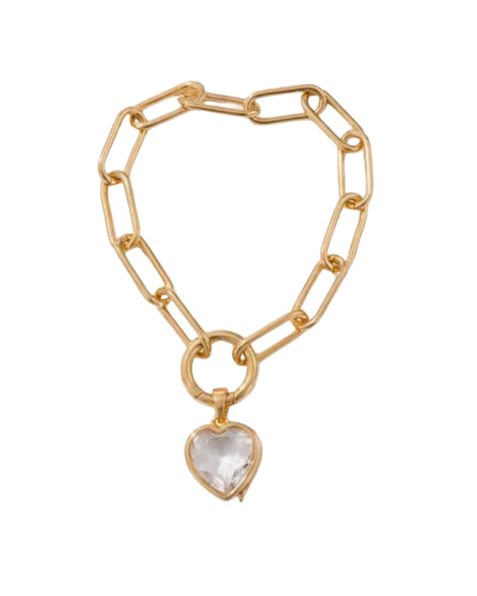 Pulsera de Eslabones con Cristal Cofre de Corazón