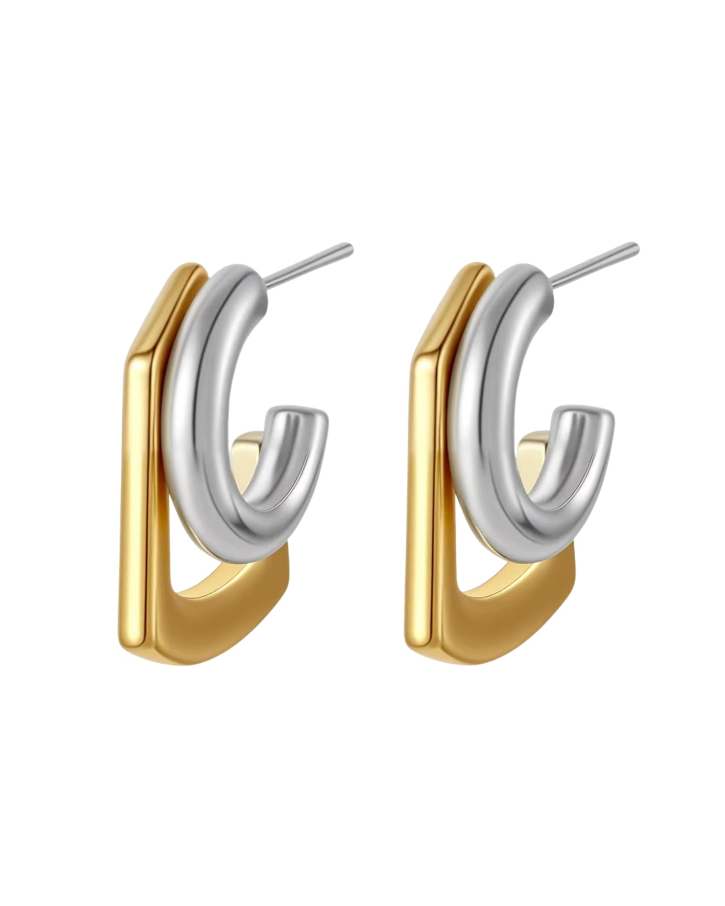 Aretes estilo studs bicolor