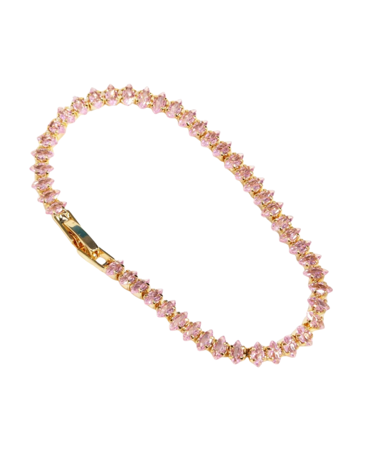 Pulsera Tennis Rosa Áureo