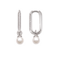 Aretes Argollas Rectangulares con Circonias y Perla